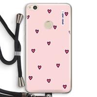CaseCompany Hartjes: Huawei Ascend P8 Lite (2017) Transparant Hoesje met koord