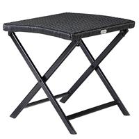 CASARIA Poly Rattan Klapphocker Rom Faltbar Klapptisch Fußhocker Fußablage Klappbar Schwarz - 