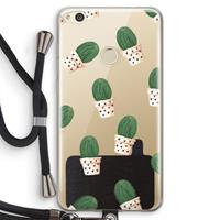 CaseCompany Cactusprint roze: Huawei Ascend P8 Lite (2017) Transparant Hoesje met koord
