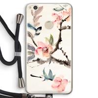 CaseCompany Japanse bloemen: Huawei Ascend P8 Lite (2017) Transparant Hoesje met koord