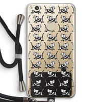 CaseCompany Zwarte poes: Huawei Ascend P8 Lite (2017) Transparant Hoesje met koord