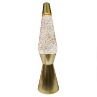 Fisura Lava Lamp Bullet - Mat Goud Met Transparante Vloeistof En Meerkleurige Glitters