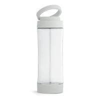 Bellatio Glazen waterfles/drinkfles met witte kunststof schroefdop en smartphone houder 390 ml -