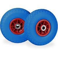 RELAXDAYS 2x Sackkarrenrad, pannensichere Vollgummireifen, 3.00-4 Zoll, 20 mm Achse, bis 80 kg, 260 x 85 mm, blau-rot
