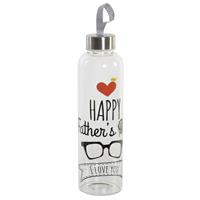 Items Glazen drinkfles Happy Fathers day 550 ml Vaderdag cadeau -