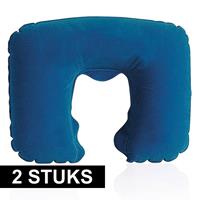 2x Opblaasbare nekkussens donkerblauw -