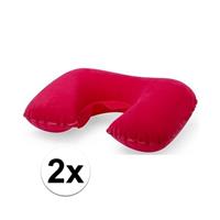 2x stuks Opblaasbaar nekkussens rood -