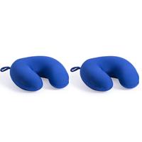 2x Reis kussens/nek kussens blauw 30 cm -