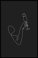 Walljar | Ingelijste poster Champagne Line Art