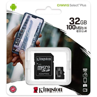 Kingston Canvas Select Plus microSDXC 32GB Micro SD-kaart Zwart