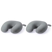 2x Reis kussens/nek kussens grijs 30 cm -