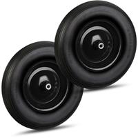 RELAXDAYS 2 x Schubkarrenrad 4.80 4.00-8, Vollgummirad & Stahlfelge, je 3 Adapter, Ersatzrad pannensicher, 100 kg, schwarz