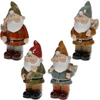 Set van 4x stuks tuinkabouters rood, blauw, groen en geel 27 cm decoratie beeld -