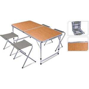 Generic Inklapbare Campingtafel Met 4 Stoelen - 120 X 60 X 40cm