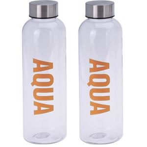 Excellent Houseware 2x stuks bidon drinkfles/waterfles oranje 500 ml met schroefdop -