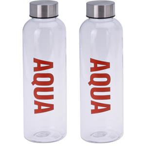 Excellent Houseware 2x stuks bidon drinkfles/waterfles rood 500 ml met schroefdop -