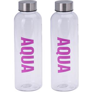 Excellent Houseware 2x stuks bidon drinkfles/waterfles roze 500 ml met schroefdop -