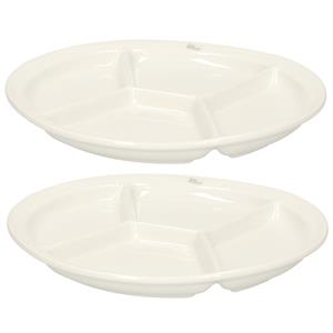 Cosy and Trendy Cosy & Trendy 2x Stuks Fonduebord/gourmetbord Wit 4-vaks Rond 26 Cm - Gourmetborden