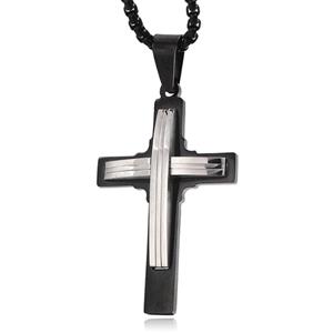 Mendes Heren Venetiaanse Schakelketting met Zwart Zilverkleurige Hanger