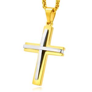 Mendes Schakelketting Venetiaans met Goud en Zilverkleurige Kruis Hanger
