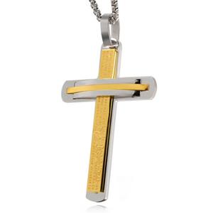 Mendes Zilverkleurige Schakelketting met Goud en Zilverkleurig Kruis