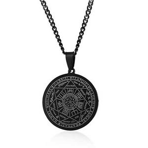 Mendes Cubaanse Schakelketting Mannen Zwart Seal of the Seven Archangels