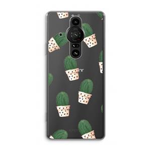 CaseCompany Cactusprint roze: Sony Xperia Pro-I Transparant Hoesje