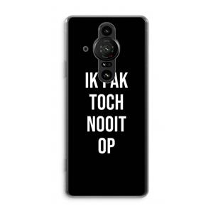 CaseCompany Ik pak nooit op - Zwart: Sony Xperia Pro-I Transparant Hoesje