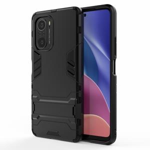 Lunso Double Armor backcover hoes met stand - Xiaomi Mi 11i / Poco F3 - Zwart
