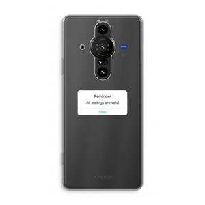 CaseCompany Reminder: Sony Xperia Pro-I Transparant Hoesje
