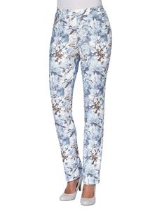 Your Look... for less! Dames Broek met print bleu/wit bedrukt Größe