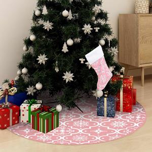 vidaXL Luxus-Weihnachtsbaumdecke mit Socke Rosa 122 cm Stoff 