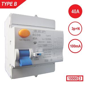 SEP Aardlekschakelaar 3p+N 40A 100mA Type B 10 kA  RCD-B4140 voor laadpalen en zonnepanelen