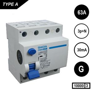 Gacia aardlekschakelaars 6340G 4p 63Amp 30mA [G] 10kA aardlekschakelaar