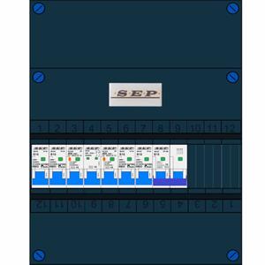 SEP Europe SEP groepenkast 4 groepen en kookgroep 16A hoofdschakelaar 2 aardlekschakelaars 1 rij hoog