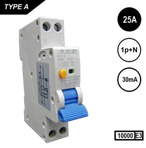 SEP Aardlekschakelaar 30mA 25A 10KA 18mm breed Kemakeur 230V automaat en aardlek in een module