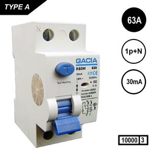 Gacia aardlekschakelaar R80M-6320 2p 63Amp 30mA 10kA