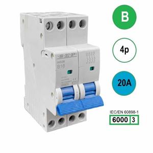 SEP Europe SEP krachtstroom installatieautomaat 20A INS36-4B20 inst. 4p B20 6kA (36mm) 3101644020