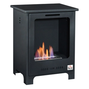 HOMCOM Ethanol-Kamin schwarz 40 x 30 x 50 cm (LxBxH)   Bio-Ethanol-Brenner Standkamin mit Bioethanol