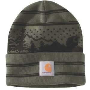 Beanies - Muts met omslag en grafische outdoorprint Groen