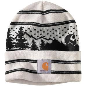 Beanies - Muts met omslag en grafische outdoorprint Wit