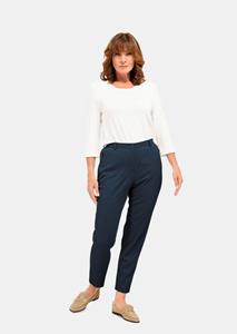 Goldner Fashion Broek Carla met ribstructuur - donkerblauw 