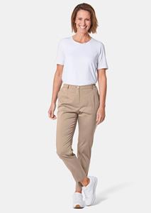 Goldner Fashion Sportieve broek Anna van comfortabel satijn - beige 