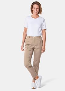 Goldner Fashion Sportieve broek Carla van comfortabel satijn - beige 