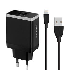  Dual-Port Oplader 2.4A + Lightning Kabel