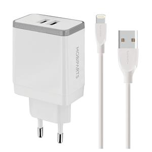  Dual-Port Oplader 2.4A + Lightning Kabel