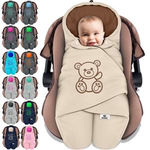 KIDIZ Deckenschlafsack, Baby Einschlagdecke Winter mit Kapuze +Tasche Babyeinschlagdecke Universal für Babyschale, Autositz, z.B. für Maxi-Cosi, Römer für Buggy Babybett Kinderwage