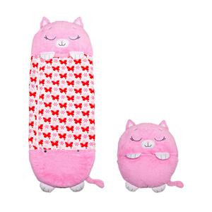 Mediashop Happy Nappers Kinderslaapzak - 2-in-1 Zachte Knuffel En Zomerslaapzak - Roze Kat Motief arge