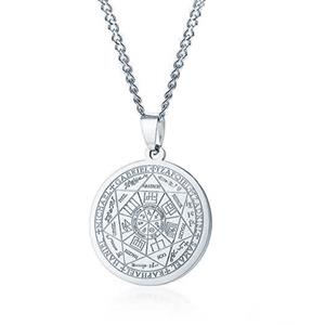 Mendes Cubaanse Schakelketting Mannen Zilverkleurig Seal of the Seven Archangels