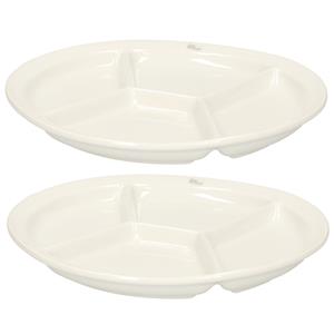 Cosy & Trendy 6x stuks Fonduebord/gourmetbord wit 4-vaks rond 26 cm -